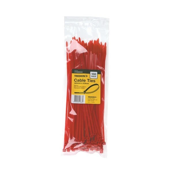 Tridon Cable Tie Red 300 X 4.8mm Pk100 3 Tridon Cable Tie Red 300 X 4.8mm Pk100
